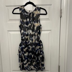 Express Blue and Black Abstract Mini Dress